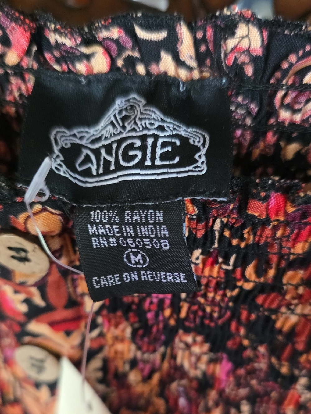 Angie Boho Patchwork Midi Sundress Smocked Tiered Dress Size M - Picture 2 of 7